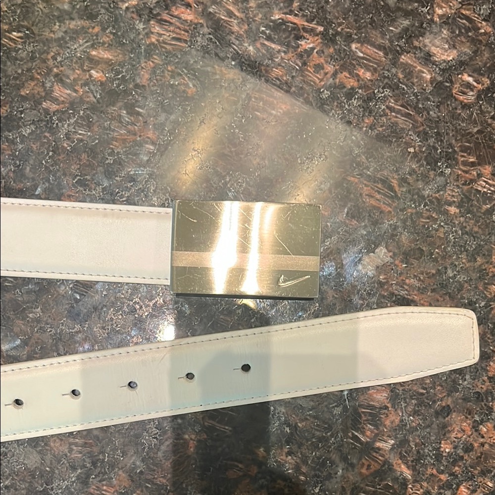 Nike Leather Golf Belt Reversible with Silver Buckle